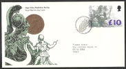 1993 GB FDC HIGH VALUE DEFINITIVE STAMP 10 £ - 003 - 1991-00 Ediciones Decimales