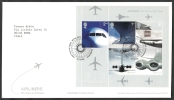 2002 GB FDC AIRLINERS SHEET - 004 - 2001-2010 Em. Décimales