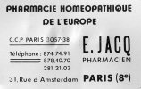 CALENDRIER METAL   Pharmacie E.JACQ   Année 1980 - Petit Format : 1971-80