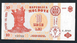 MOLDOVA  P10f   10 LEI  2009  DATED 2009  #C.0161    AUNC - Moldavia