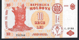 MOLDOVA   P10f   10 LEI  2009  DATED 2009 #C.0188     AUNC - Moldavie