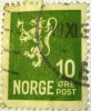 Norway 1926 Heraldic Lion 10ore - Used - Gebruikt