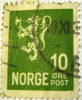 Norway 1926 Heraldic Lion 10ore - Used - Usati