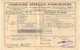 Quittance De Prime Avril 1934 M. Gentet à Louhans - Banque & Assurance