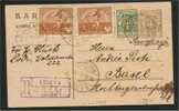 POLAND, REGISTERED STATIONERY CARD, LODZ - BASEL 1922 - Storia Postale