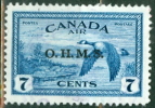 Canada 1946 Official 7 Cent Canada Goose Air Mail Issue Overprinted OHMS #CO1 - Surchargés