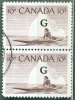 Canada 1953 Official 10 Cent Inuk & Kayak Issue Overprinted G #O39  G Overprint Vertical Pair - Sovraccarichi