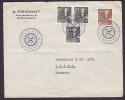 Sweden A. FRIMODT Stockholm Private FDC Cover 1951 To Denmark Christopher Polhem Complete Set !! - FDC