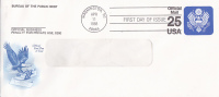 FDC United States - Official Mail - Eagle 25 Cent - Scott # UO78 - 1981-1990