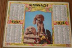 1957 CALENDRIER ALMANACH DES POSTES TELEGRAPHE TELEPHONE GD FORMAT BDR  THEME:" PETIT CHIOTS  SUR BUCHE  CHIEN " - Grand Format : 1941-60