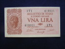 Banconota Da Una Lira Del 1944 Repubblica Sociale Italiana. - Andere & Zonder Classificatie