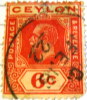 Ceylon 1912 King George V 6c - Used - Ceylon (...-1947)