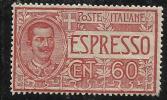 ITALIA REGNO ITALY KINGDOM 1922 ESPRESSO SPECIAL DELIVERY RE VITTORIO EMANUELE III  CENT. 60c MNH BEN CENTRATO - Poste Exprèsse