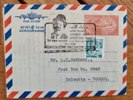 INDE Cinema. Cachet Temporaire Illustré Centenaire Naissance CHARLIE CHAPLIN16/4/1989 Sur Entier Postal Aérogramme. - Kino