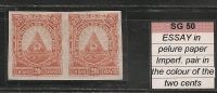 HONDURAS - 1890 - SG # 49 - Yvert # 25 -Variety  ESSAY In Pelure Paper - IMPERFORATE PAIR In The Colour Of The 2 Cents - Oddities On Stamps