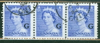 Canada 1953 5 Cent Karsh Issue #O37  Horizontal Triple - Opdrukken