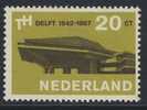 Nederland Netherlands Pays Bas 1967 Mi 871 YT 844 ** Assembly Hall - 125th Ann. Delft Technological University / Aula - Neufs