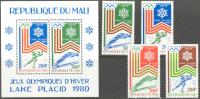 Mali Winter Olympic Games Lake Placid 1980 Set Of 4 +Block MNH - Winter 1980: Lake Placid