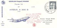 PREMIER VOL AIRBUS A 300 B BERLIN TEGEL PARIS AIR FRANCE AF 753  (PLI A GAUCHE) - First Flight Covers