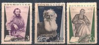 RUSSIA (USSR) -(3508)-YEAR 1935- -Mi 536/8 Sc. 577/9)--L. N. Tolstoi MH OG* - Nuevos