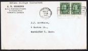 1943  Letter To USA   Pair Of  2 ¢ «Arch» Coil Stamps Sc 180 - Lettres & Documents