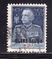 OLTRE GIUBA 1925 - 1926 GIUBILEO DEL RE LIRE 1 DENT. PERF. 11 USATO USED OBLITERE' - Oltre Giuba