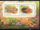 B)MALAYSIA S/SHEET (2) BIRDS AND FAUNA MNH - Grey Partridge