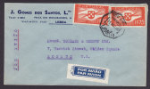 Portugal Airmail Por Aviao Par Avion Label J. GOMES Dos SANTOS L.da LISBOA 1939 Cover To LONDON England - Lettres & Documents