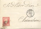 Año 1856 Edifil 48 4c. Isabel II Carta Matasellos Rejilla Y Madrid (1) - Cartas