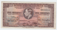 Bermuda 5 Shillings 1937 VF+ RARE Banknote P 8a  8 A - Bermudes