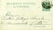 BIGLIETTO POSTALE REGNO STEMMA SABAUDO 5 C 1900 USATO - Interi Postali