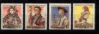 CS 1955 Mi 921-4 Yt 816-819 ** National Costumes, First Coloured CZ Set - Unused Stamps