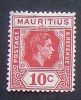 Mauritius 1938 Definitives SG 256b 10c. Red  MM * - Mauritius (...-1967)