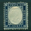 REGNO 1862 EFFIGIE 20 C INDACO* - Neufs