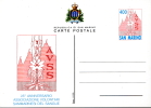 INTERO POSTALE SAN MARINO ANNIVERSARIO AVSS VOLONTARI SANGUE  L 400 1985 - Postal Stationery