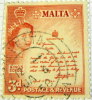Malta 1956 King´s Scroll 3d - Used - Malte (...-1964)