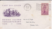 1935  Rhode Island Tercentenary  Sc 777  Grimsland Cachet  - Front Only - 1851-1940