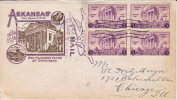 1936  Arkansas Centennial  Sc 782  Block Of 4 Unaddressed Henry Ioor Cachet - 1851-1940