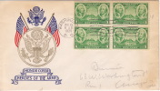 1936  Army Heroes 1¢ Sc 785 Block Of 4   Cachet - 1851-1940