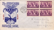 1939  Panama Canal 25th Ann.   Sc 856 Block Of 4  J.W. Clifford    Cachet - 1851-1940