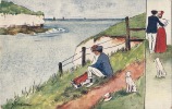 Illustrateur  Carte Anglaise Couple Et Chien En Promenade Romantique -  Tuck's Post Card 9591 Excellent état - 1900-1949