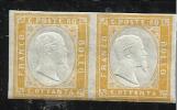 ITALIA REGNO ITALY KINGDOM 1861 - 1863 VITTORIO EMANUELE II Cent. 80 GIALLO MNH COPPIA - Nuovi