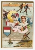 Chromo Dorée Lefèvre Utile LU Imp. H. Laas & Pécaud Hollande Drapeau Moulin Patinage Femme Coiffe A15-16 - Lu