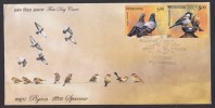 India 2010  PIGEON & SPARROW 2v FDC  # 20418 Indien Inde - Moineaux