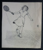 DESSIN ORIGINAL Encre De Chine DE NADINE AGNES Certainement Publié Années 50 JOUEUSE DE TENNIS - Originele Tekeningen