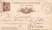 STORIA POSTALE 1888  CARTOLINA  CON ANNULLO CASTIGNANO ASCOLI PICENO - Stamped Stationery