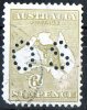 Australia 1915-1924 Kangaroo 6d Pale Chestnut 3rd Watermark (Narrow Crown) Perf OS Used - Perf Faults - Usados