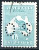 Australia 1915-1924 Kangaroo 1 Shilling Green 3rd Watermark (Narrow Crown) Perf OS Used - Nice - Oblitérés