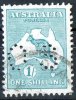 Australia 1915-1924 Kangaroo 1 Shilling Green 3rd Watermark (Narrow Crown) Perf OS Used - Crease - - Usados