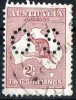 Australia 1915-1924 Kangaroo 2 Shillings Maroon 3rd Watermark (Narrow Crown) Perf OS Used  - - Gebraucht